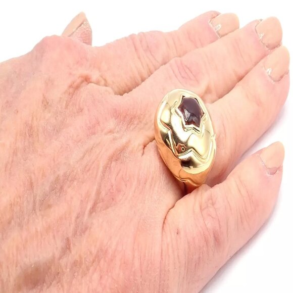 Authentic Bulgari Bvlgari 18k Yellow Gold Star Of David Shape Citrine Bombe Ring - Picture 8 of 10